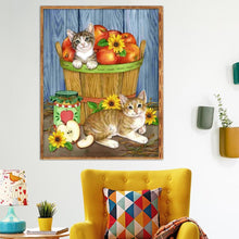 Load image into Gallery viewer, Cats Fruits 30x25cm(canvas) partial round drill diamond painting
