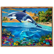 Load image into Gallery viewer, Dolphin 30x25cm(canvas) partial round drill diamond painting
