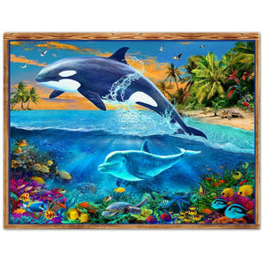 Dolphin 30x25cm(canvas) partial round drill diamond painting