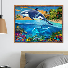 Load image into Gallery viewer, Dolphin 30x25cm(canvas) partial round drill diamond painting
