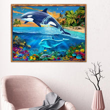 Load image into Gallery viewer, Dolphin 30x25cm(canvas) partial round drill diamond painting
