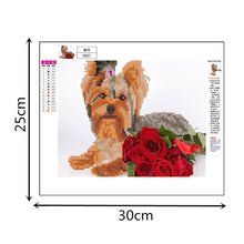 Load image into Gallery viewer, Dog Flowers 30x25cm(canvas) partial round drill diamond painting
