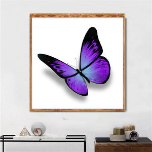 Purple Butterfly 30x30cm(canvas) partial round drill diamond painting