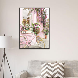 Pink Bicycle 40x30cm(canvas) full round drill diamond painting