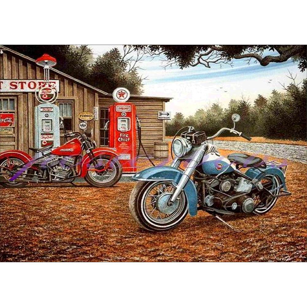 Motorcycle 30x40cm(canvas) full round drill diamond painting
