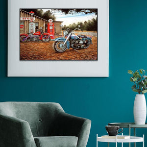 Motorcycle 30x40cm(canvas) full round drill diamond painting