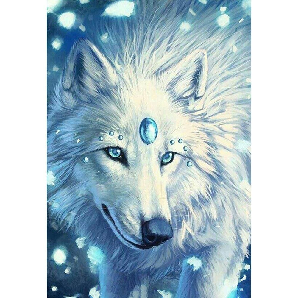 Wolf 30x20cm(canvas) partial round drill diamond painting