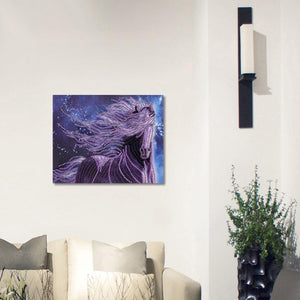Purple Horse 30x25cm(canvas) beautiful special shaped drill diamond painting