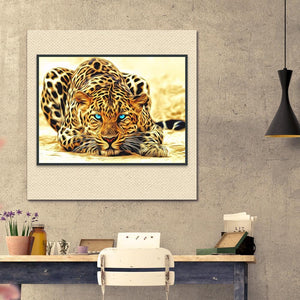 Leopard 20x25cm(canvas) partial round drill diamond painting