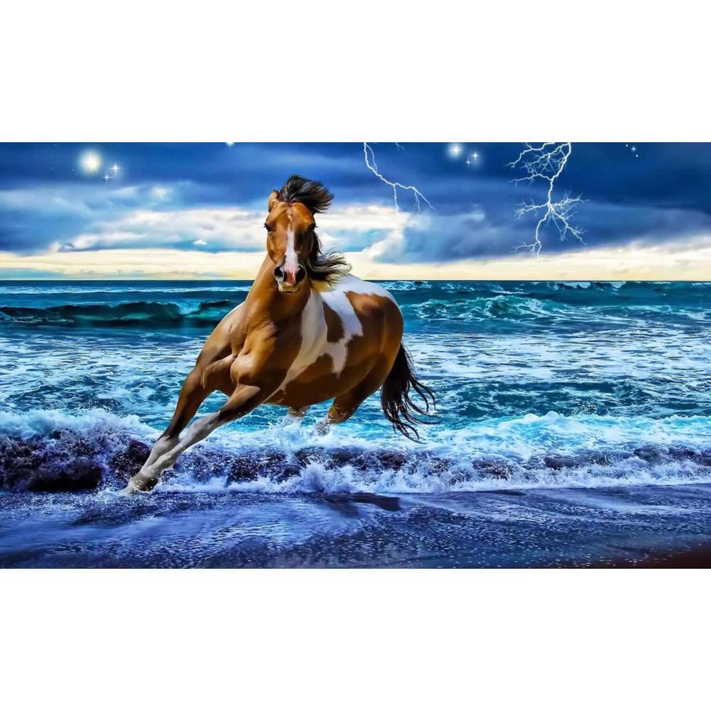 Running Horse 30x20cm(canvas) partial round drill diamond painting