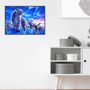 White Tigers 40x30cm(canvas) full round drill diamond painting