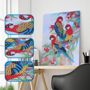 Parrot 30x25cm(canvas) beautiful special shaped drill diamond painting