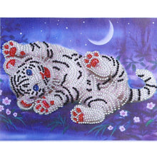 Load image into Gallery viewer, White Tiger 30x25cm(canvas) beautiful special shaped drill diamond painting
