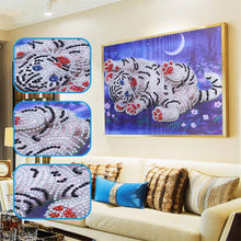 Load image into Gallery viewer, White Tiger 30x25cm(canvas) beautiful special shaped drill diamond painting
