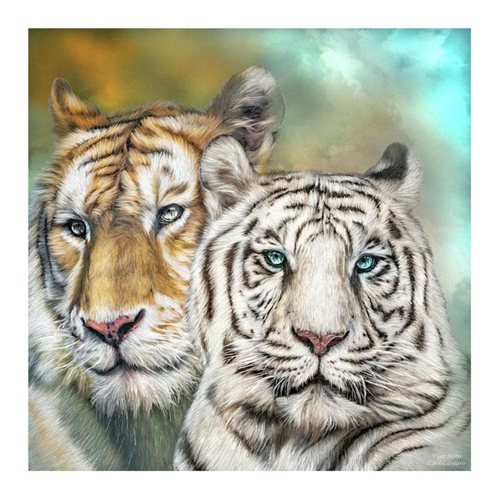 Double Tigers 30x30cm(canvas) full round drill diamond painting