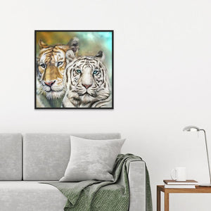 Double Tigers 30x30cm(canvas) full round drill diamond painting