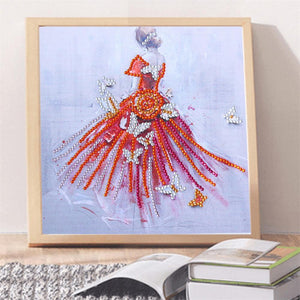 Dress Girl 25x25cm(canvas) beautiful special shaped drill diamond painting