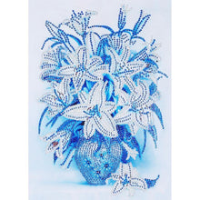 Load image into Gallery viewer, Blue Flowers 40x30cm(canvas) beautiful special shaped drill diamond painting
