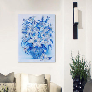 Blue Flowers 40x30cm(canvas) beautiful special shaped drill diamond painting