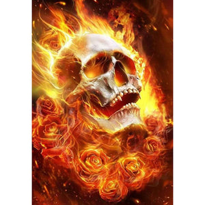 Fire Skull 30x40cm(canvas) full round drill diamond painting