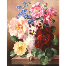 Load image into Gallery viewer, Colorful Flowers Cotton Thread Cross Stitch DIY Needlework Embroidery Kits
