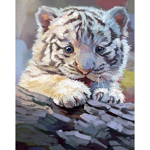 Baby Tiger 25x30cm(canvas) partial round drill diamond painting