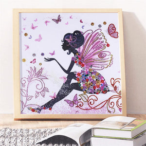 Butterfly Fairy 40x40cm(canvas) beautiful special shaped drill diamond painting