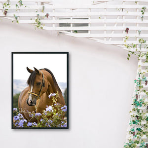 Horse Flowers 30x40cm(canvas) full round drill diamond painting