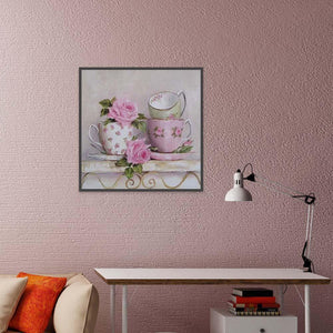Pink Cups 30x30cm(canvas) full round drill diamond painting