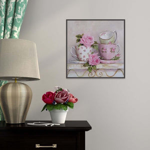 Pink Cups 30x30cm(canvas) full round drill diamond painting