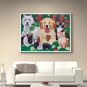 Cats Dogs 30x40cm(canvas) beautiful special shaped drill diamond painting