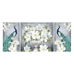 3pcs Peacock 90x40cm(canvas) full round drill diamond painting