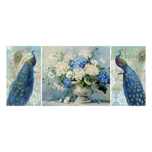 Load image into Gallery viewer, 3pcs Peacock 90x40cm(canvas) full round drill diamond painting
