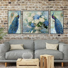 Load image into Gallery viewer, 3pcs Peacock 90x40cm(canvas) full round drill diamond painting
