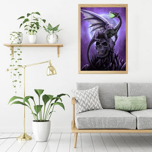 Evil Skull Dragon 30x40cm(canvas) full round drill diamond painting
