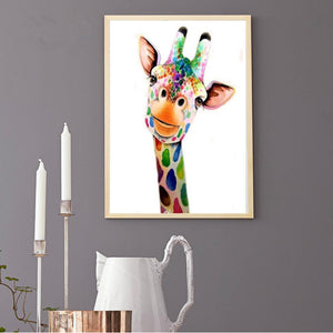 Cute Colorful Giraffe 25x30cm(canvas) partial round drill diamond painting