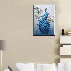Blue Peafowl 40x30cm(canvas) full round drill diamond painting