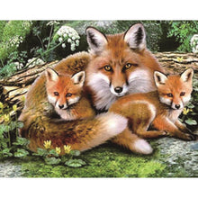 Load image into Gallery viewer, Wolf Mother Love Family 25x30cm(canvas) partial round drill diamond painting
