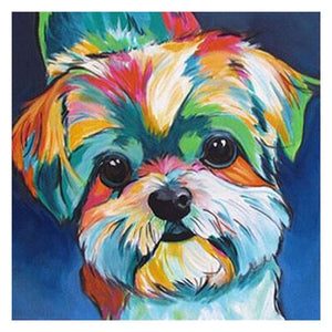 Lovely Colorful Dog 30x30cm(canvas) partial round drill diamond painting