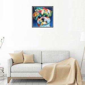 Lovely Colorful Dog 30x30cm(canvas) partial round drill diamond painting