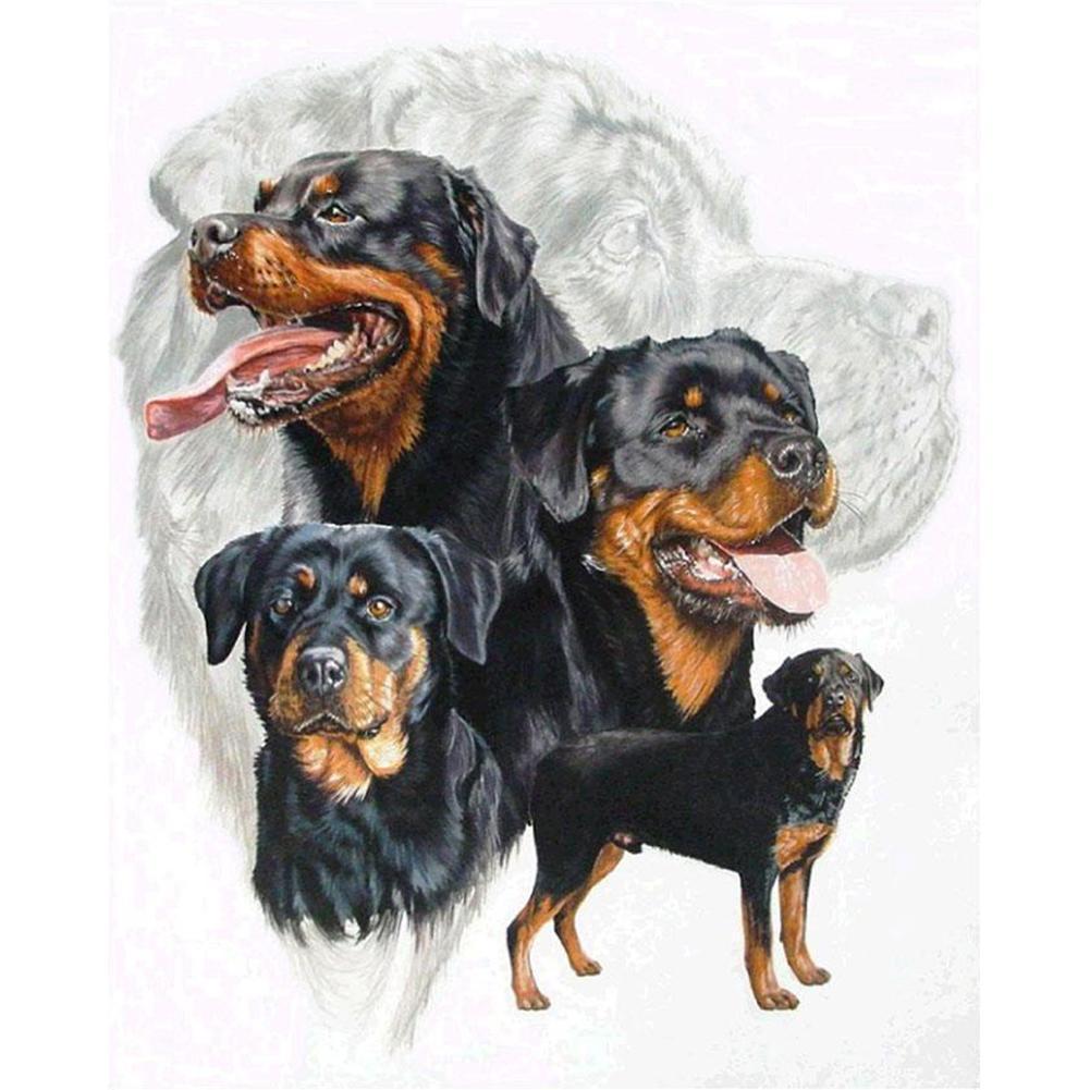 Dogs Group 40x30cm(canvas) full round drill diamond painting