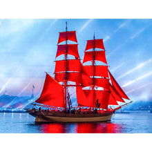 Load image into Gallery viewer, Red Sailing Ship 40x30cm(canvas) full round drill diamond painting

