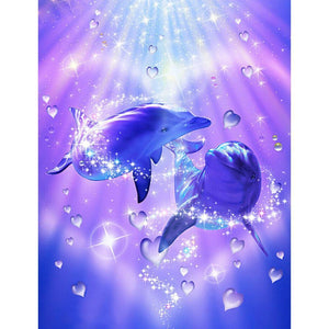 Dolphin Love 40x30cm(canvas) full round drill diamond painting