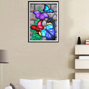 Colorful Butterflies 30x40cm(canvas) partial round drill diamond painting