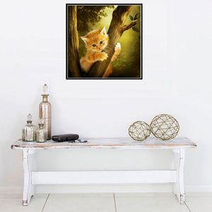 Lovely Cat 25x25cm(canvas) partial round drill diamond painting