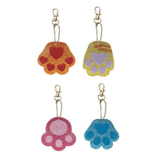 Load image into Gallery viewer, 4pcs DIY Full Drill Diamond Painting Keyring Cartoon Cat Bear Paw Keychain
