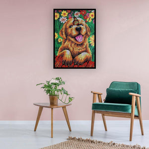 Cute Dog 30x40cm(canvas) full special shaped drill diamond painting
