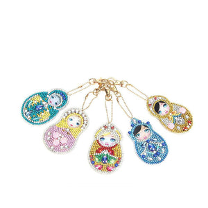 5pcs/set DIY Doll Full Drill Special Shaped Diamond Painting Keychain
