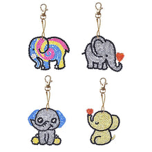 Load image into Gallery viewer, 4pcs/Set DIY Diamond Painting Cartoon Elephant Resin Bag Keychain Jewelry
