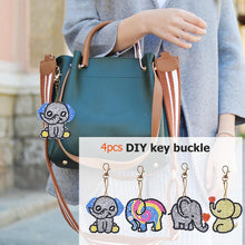 Load image into Gallery viewer, 4pcs/Set DIY Diamond Painting Cartoon Elephant Resin Bag Keychain Jewelry
